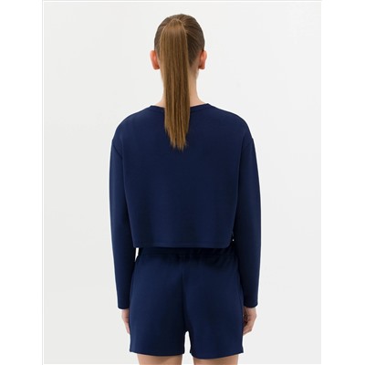 Lacivert Crop Top Sweatshirt