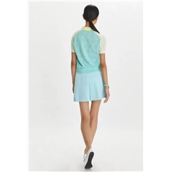 Летний хлопковый кардиган с ажурным узором и цветными лацканами ТОРИ БЕРЧ