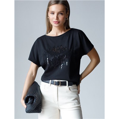 Нарядная футболка с принтом пайетками