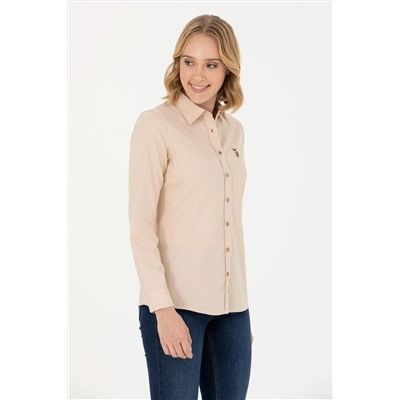 Kadın Camel Uzun Kollu Basic Gömlek