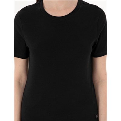 Siyah Regular Fit Bisiklet Yaka Basic Tişört