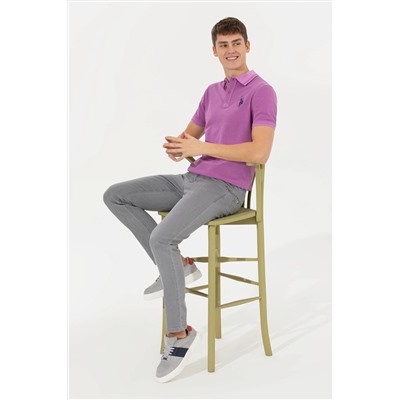 Erkek Menekşe Basic Polo Yaka Tişört