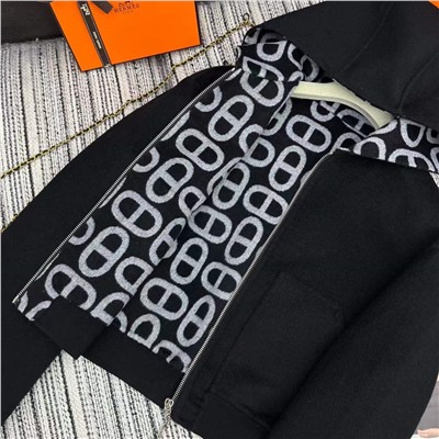 двусторонняя кашемировая куртка с жаккардовым капюшоном и логотипом