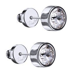 Пусеты Теннис (кристаллы SW белые 6мм; покрытие родий), Есть комплект