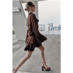 SHORT SATIN DRESS WITH RUFFLES