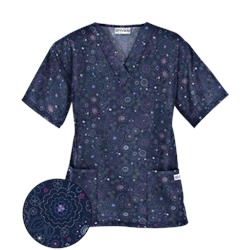 UA Soft Stitch Navy Print Scrub Top