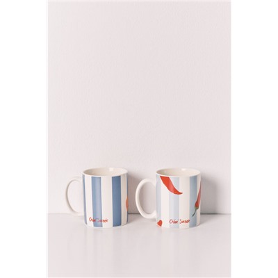 Pack 2 tazas estampado rayas, chiles y tomates
