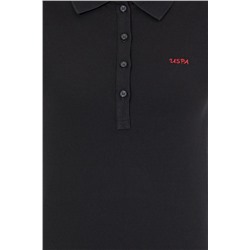 Kadın Siyah Basic Polo Yaka Tişört