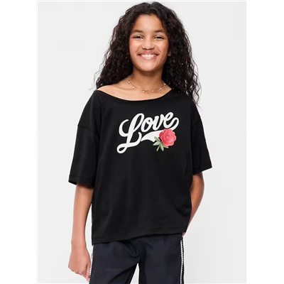 Off-Shoulder Graphic T-Shirt for Girls