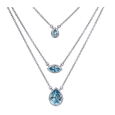 Колье Эйва (кристаллы SW аквамарин; покрытие родий) 47см, Есть комплект