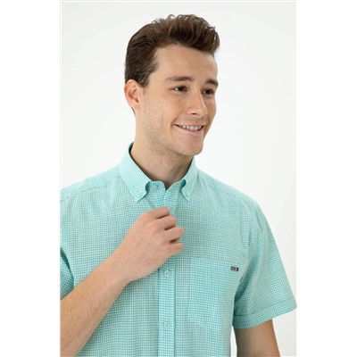 Erkek Mint Kısa Kollu Gömlek