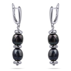 Серьги Селена (жемчуг бензиновый 6мм; покрытие родий), Есть комплект