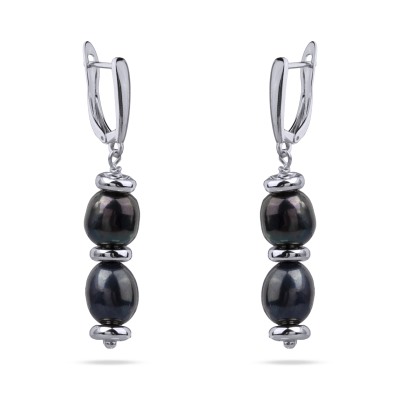 Серьги Селена (жемчуг бензиновый 6мм; покрытие родий), Есть комплект