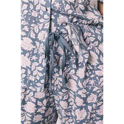 Pijama camisero viscosa estampado flores