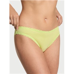 Cotton Pointelle Lace-Waist Bikini