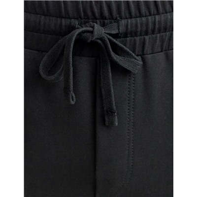 Брюки прямые на резинке из футера двухнитки с эластаном с затяжкой по низу