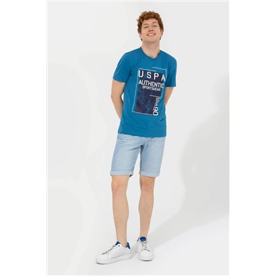 Erkek Petrol Bisiklet Yaka Tişört