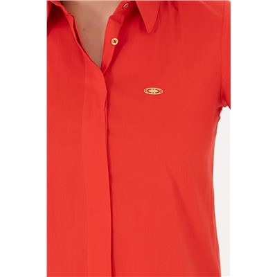 Kadın Kırmızı Kısa Kollu Gömlek