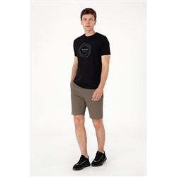Erkek Regular Fit Bisiklet Yaka Siyah Tişört