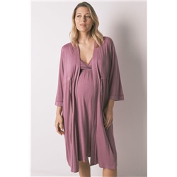 Bata "maternity" cinturón rosa