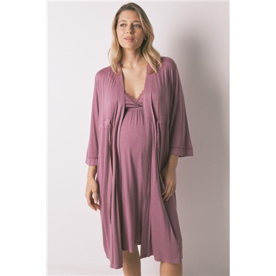 Bata "maternity" cinturón rosa