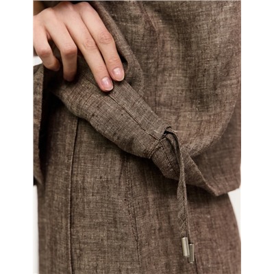 Коричневая рубашка с коротким рукавом изо льна