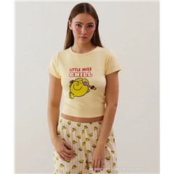 Top corto de punto en amarillo Little miss Chill