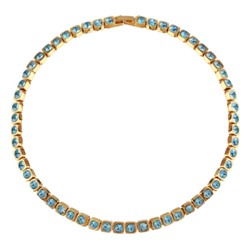 Колье Теннис (кристаллы SW аквамарин 4мм; покрытие золото) 36-39см, Есть комплект