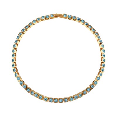 Колье Теннис (кристаллы SW аквамарин 4мм; покрытие золото) 36-39см, Есть комплект