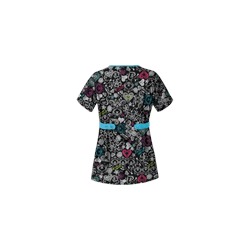 UA Butter-Soft STRETCH Chalked Medley Black Print Scrub Top