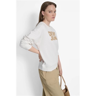 STACKED BASKETWEAVE LOGO SWEATSHIRT