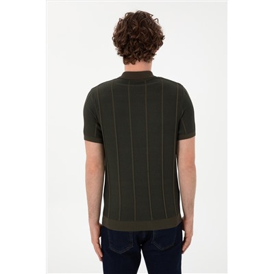 Erkek Slim Fit Polo Yaka Vizon Tişört