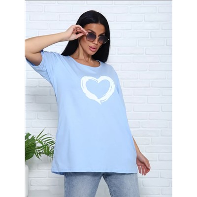 Футболка удлиненная с рисунком сердце и карманами, 785