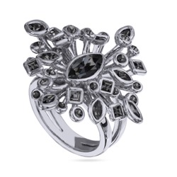 Кольцо Эйва (кристаллы SW темно-серый; покрытие родий), Есть комплект