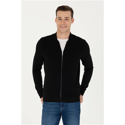 Erkek Siyah Basic Triko Hırka