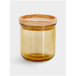 Банка для сыпучих продуктов, 350 мл, стекло/дерево, светло-коричневая, Jars