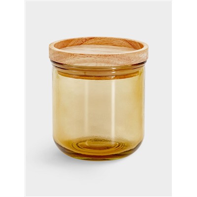 Банка для сыпучих продуктов, 350 мл, стекло/дерево, светло-коричневая, Jars