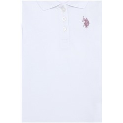 Kız Çocuk Beyaz Basic Polo Yaka Sweatshirt