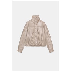 LEATHER EFFECT JACKET WITH PLEATS