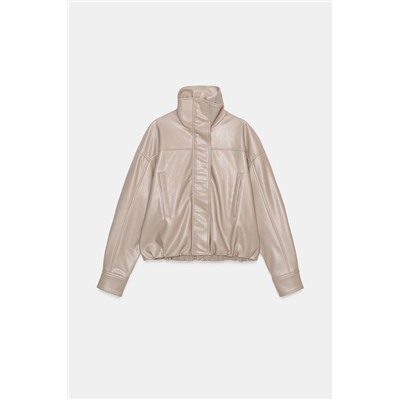 LEATHER EFFECT JACKET WITH PLEATS