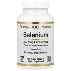 California Gold Nutrition, Selenium, Yeast-Free, 200 mcg, 180 Veggie Capsules