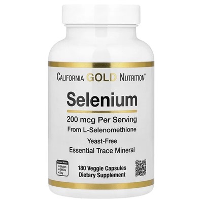 California Gold Nutrition, Selenium, Yeast-Free, 200 mcg, 180 Veggie Capsules
