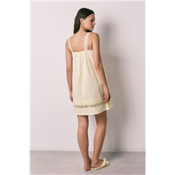 Camisón corto algodón encaje amarillo