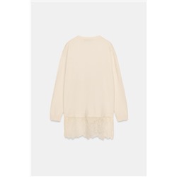 LONG KNIT JUMPER WITH LACE DETAIL