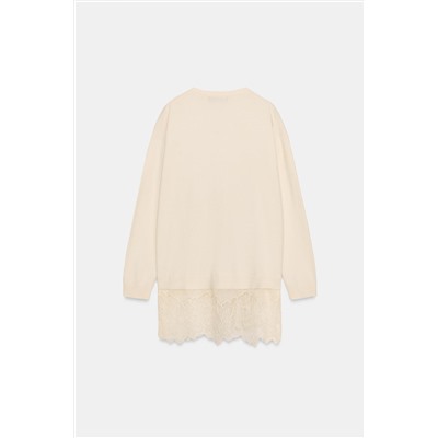 LONG KNIT JUMPER WITH LACE DETAIL