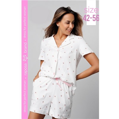 Пижама с шортами и рубашкой 410WHT