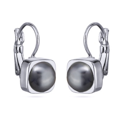 Серьги Теннис (Майорка темно-серая 8мм; покрытие родий), Есть комплект