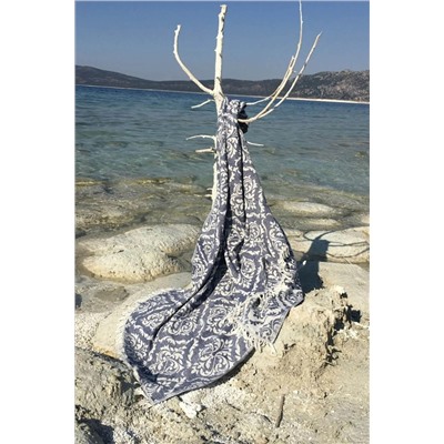 Denizli Concept Barok Desenli Lacivert Peştamal - Yumuşak Ve Dayanıklı - 90x170 Cm