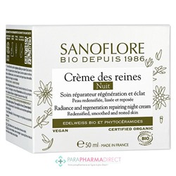 Sanoflore Crème des Reines Nuit - Soin Réparateur Régénération & Eclat BIO 50 ml