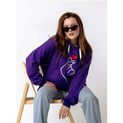 Толстовка худи с модным корейским жестом Я тебя люблю  Арт. 1025